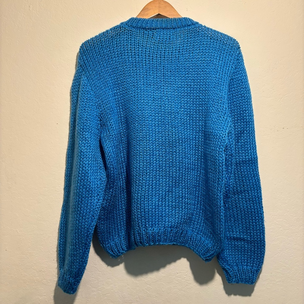 Vintage Adorable Blue Lion Knit Sweater with 3D Pom Pom Tail MEDIUM - Picture 6 of 7